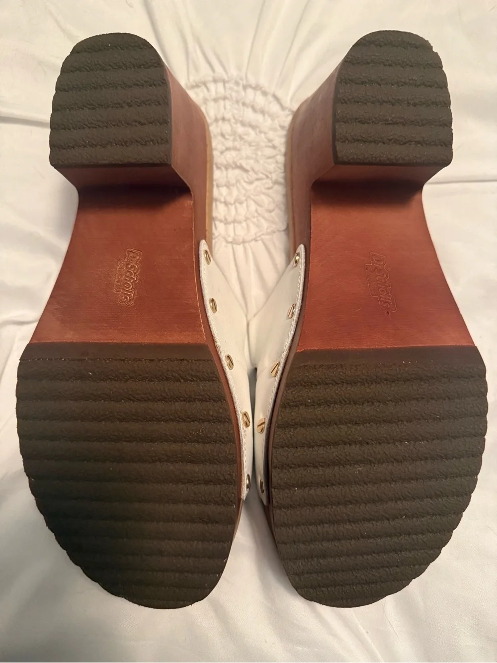 Dr. Scholl's White Double Strap Platform Slide Sandals